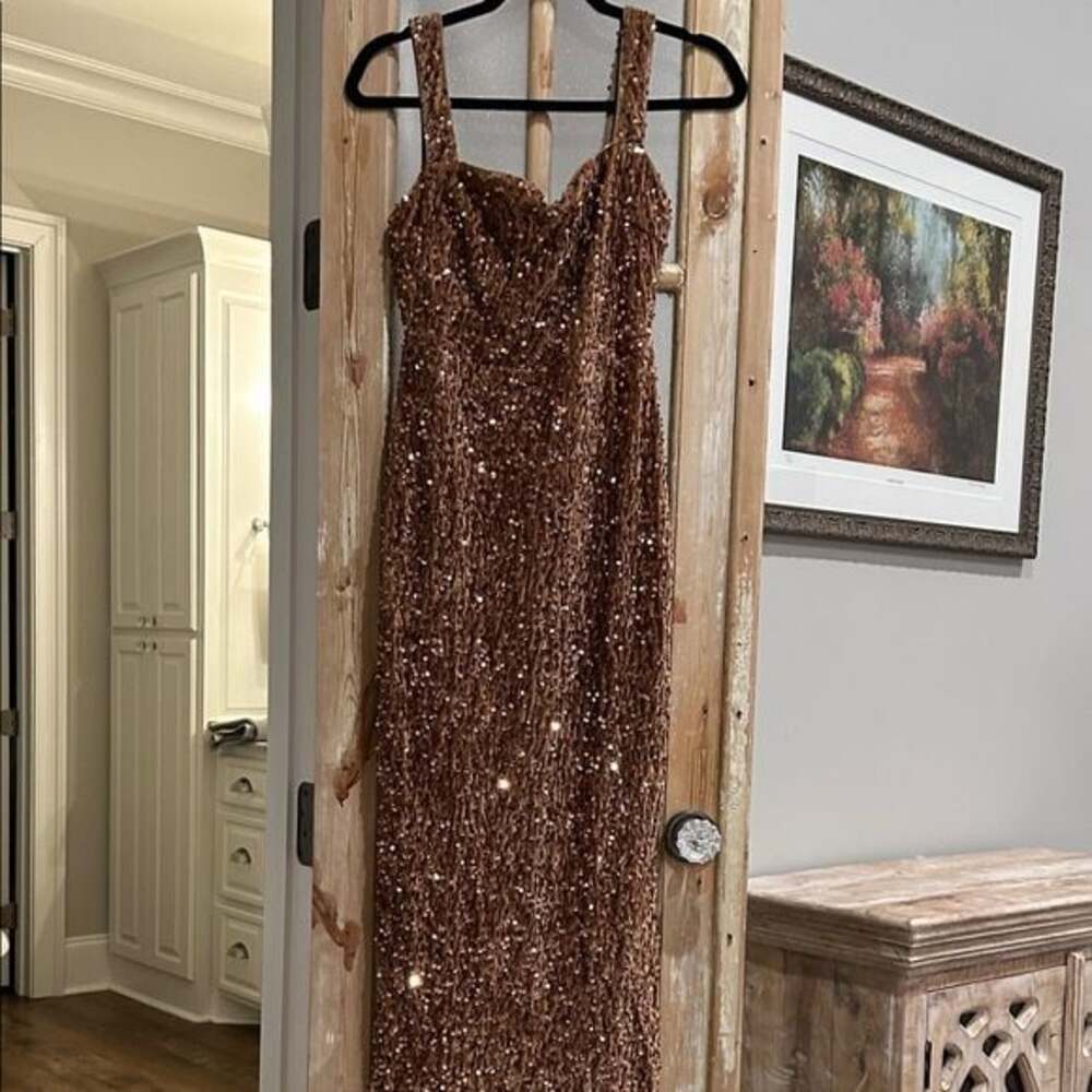 Glamorous Brown Sequin Midi Dress